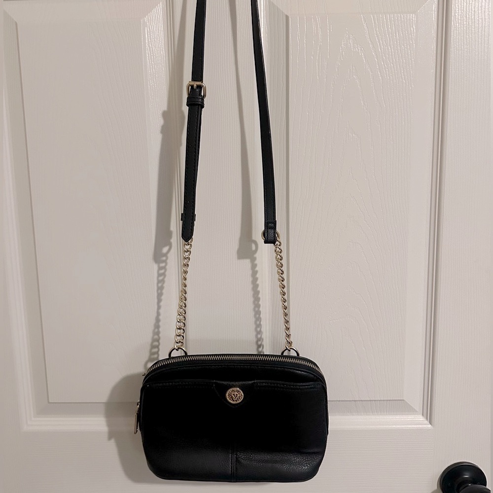 Anne Klein Crossbody Black & Gold Chain Purse